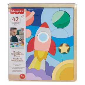 Fisher Price Wooden Space Puzzle Blocks Ξύλινο Παζλ Διάστημα HXY42