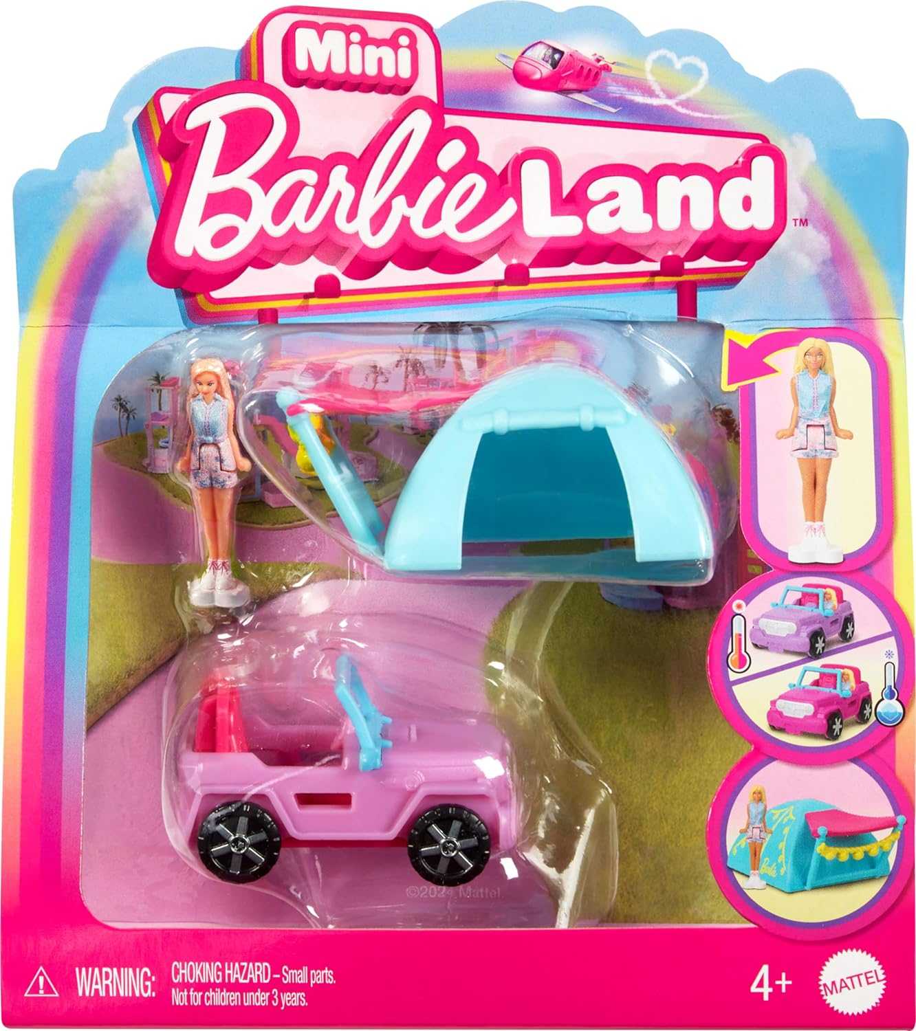 Mattel Barbie Mini Barbieland SUV & Tent Color-Change & Mini Barbie Doll & Αξεσουάρ HYF43