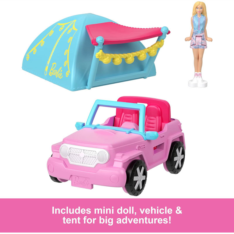 Mattel Barbie Mini Barbieland SUV & Tent Color-Change & Mini Barbie Doll & Αξεσουάρ HYF43