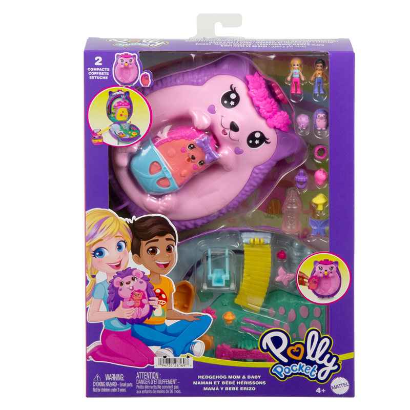 Mattel Polly Pocket Θήκη - Τσαντάκι Hedgehog Mom & Baby JBJ91