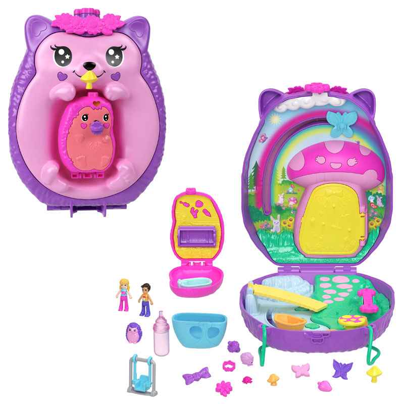 Mattel Polly Pocket Θήκη - Τσαντάκι Hedgehog Mom & Baby JBJ91