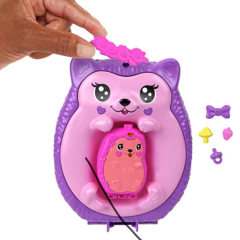 Mattel Polly Pocket Θήκη - Τσαντάκι Hedgehog Mom & Baby JBJ91