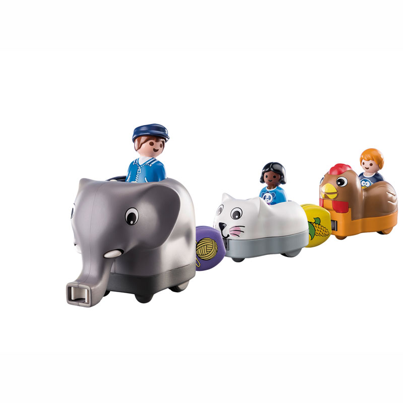 Playmobil 1 2 3 Τρενάκι με βαγόνια-ζωάκια 70405