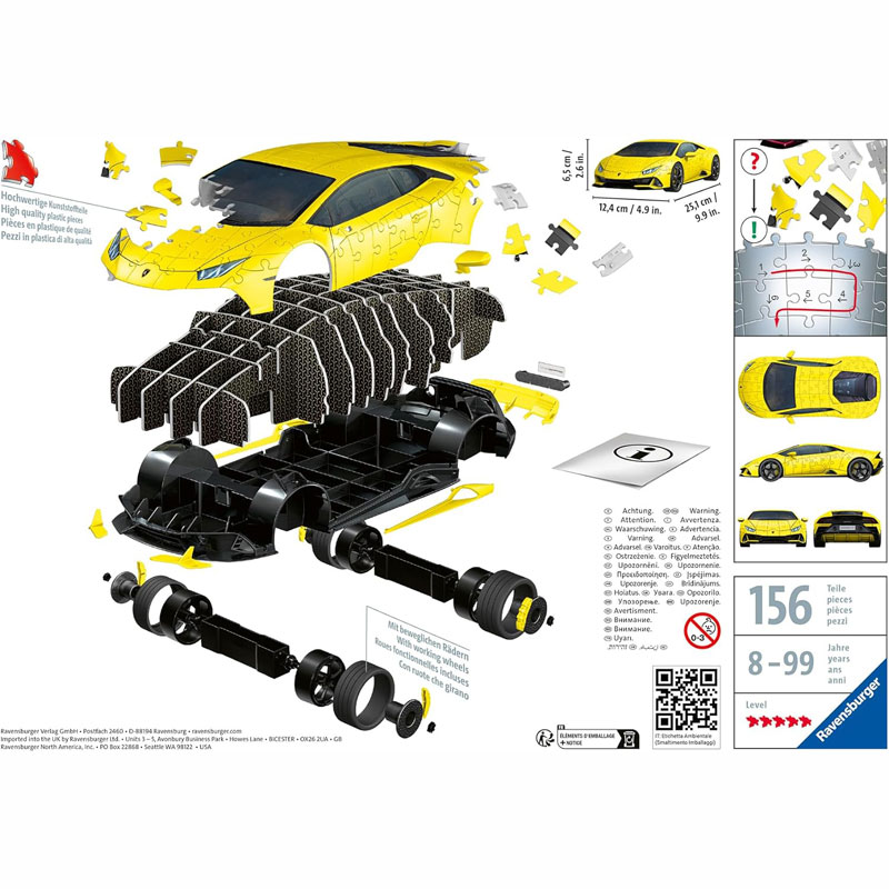 Ravensburger 3D Παζλ 108 τμχ  Lamborghini Yellow Huracan 11562