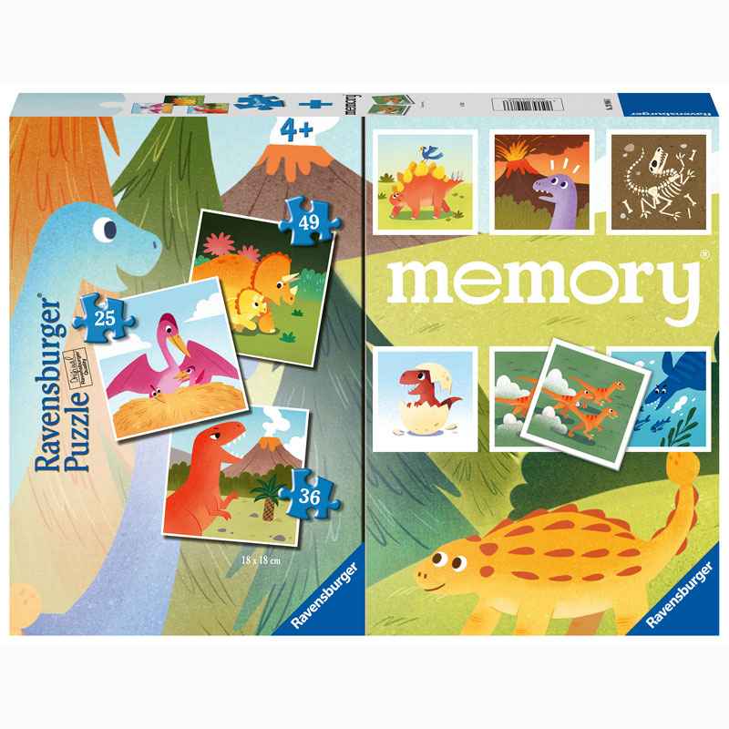 Ravensburger Επιτραπέζιο Memory® & 3 Παζλ Δεινόσαυροι 20986