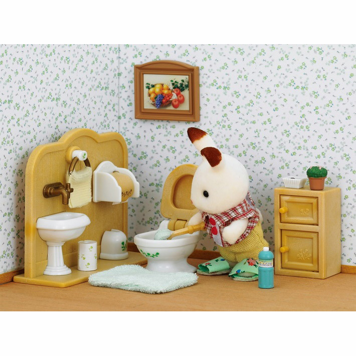 Sylvanian Families Chocolate Rabbit Brother Set & Washroom Κουνελάκι με Σετ Μπάνιου 5015