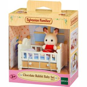 Sylvanian Families Chocolate Rabbit Baby Set & Baby Bed Σετ Μωρό Κουνελάκι & Κούνια 5017