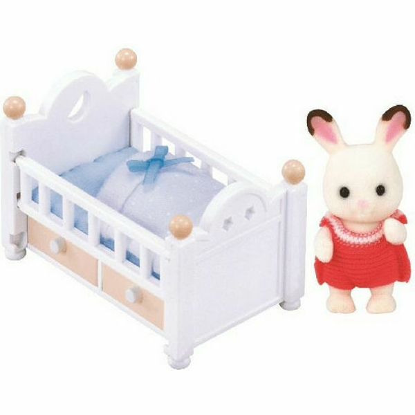 Sylvanian Families Chocolate Rabbit Baby Set & Baby Bed Σετ Μωρό Κουνελάκι & Κούνια 5017